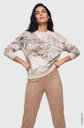 Almond Beige Abstract Design Lightweight Clara Sweatshirt
