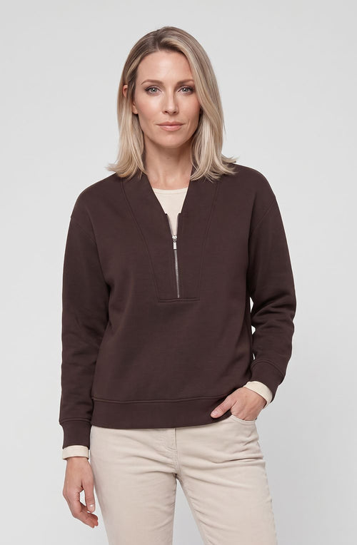Coffee Bean Scuba Jersey Quarter Zip Sweatshirt