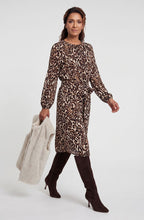 Coffee Bean Animal Print Belted Dress