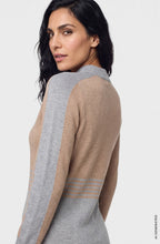 Pearl Grey Melange and Beige Knitted Dress