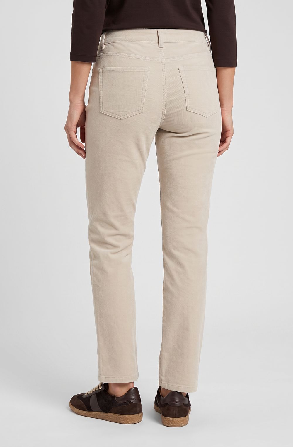 Almond Beige Straight Leg Corduroy Lisa Trousers