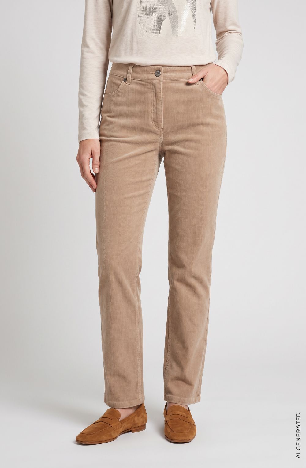 Hazelnut Straight Leg Corduroy Lisa Trousers