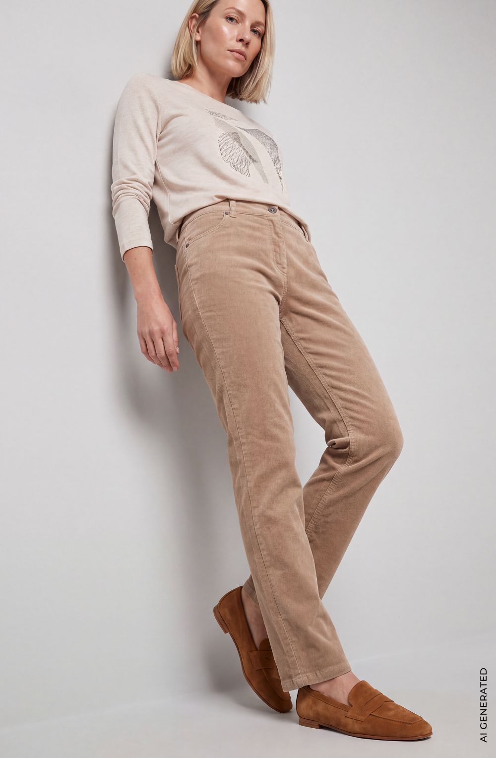 Hazelnut Straight Leg Corduroy Lisa Trousers