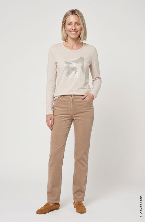 Hazelnut Straight Leg Corduroy Lisa Trousers