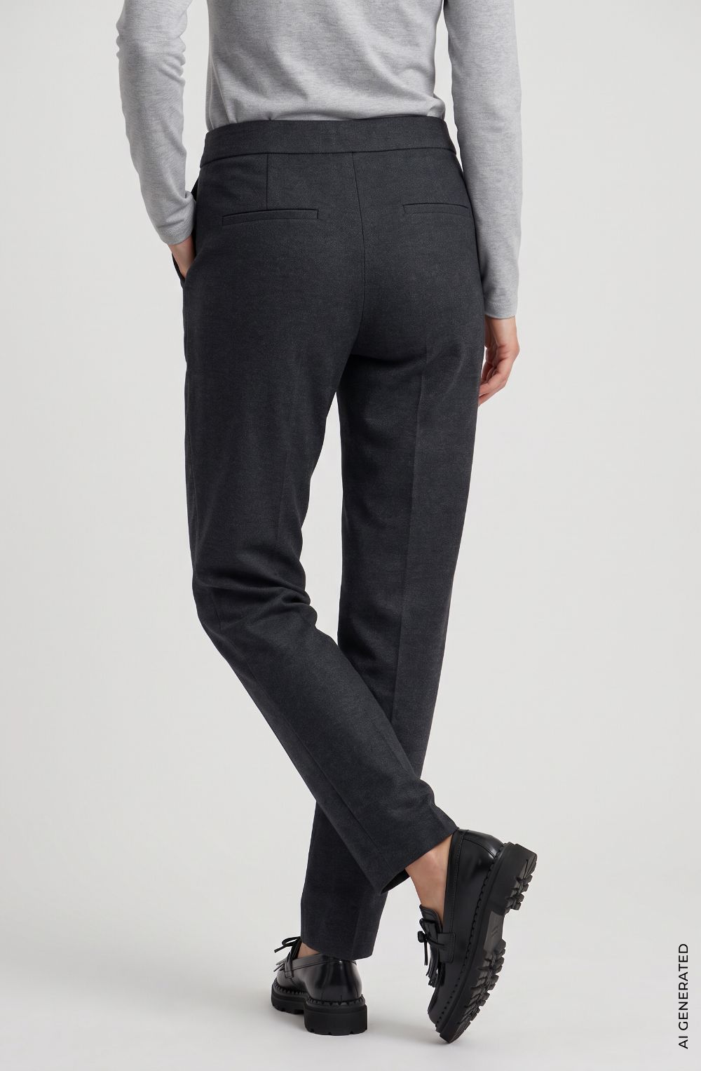 Anthracite Melange Pia Slim Fit Jersey Trousers