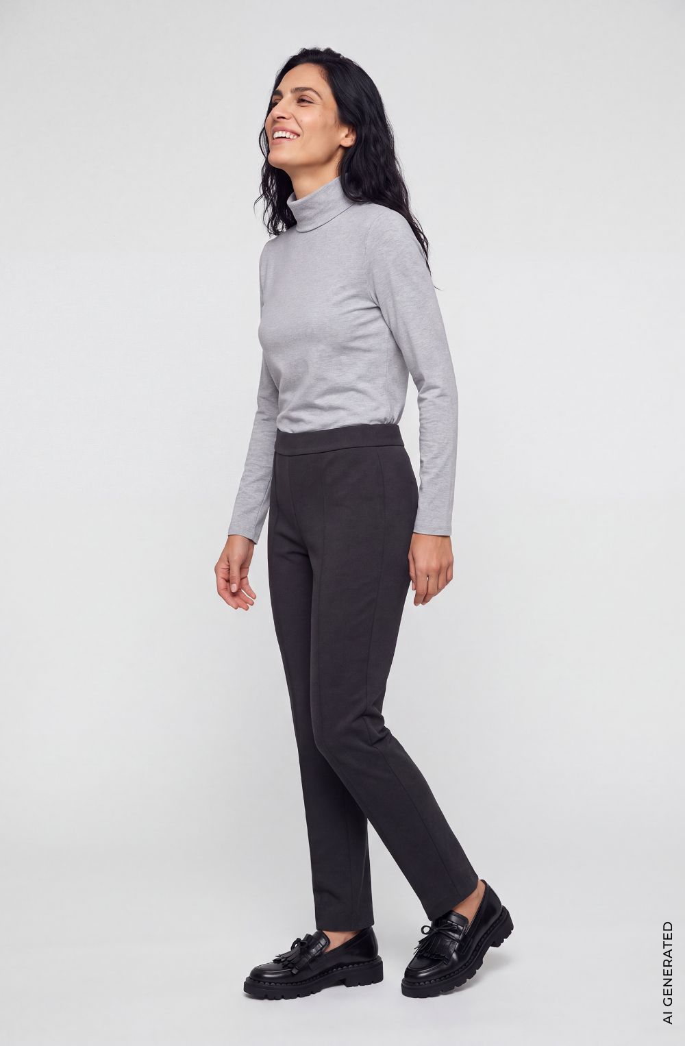 Anthracite Melange Pia Slim Fit Jersey Trousers