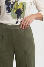 Olive Green Suede Effect Straight Leg Trousers