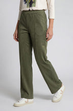 Olive Green Suede Effect Straight Leg Trousers