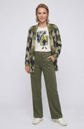 Olive Green Suede Effect Straight Leg Trousers