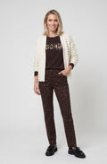 Coffee Bean Animal Print Suede Effect Mona Trousers