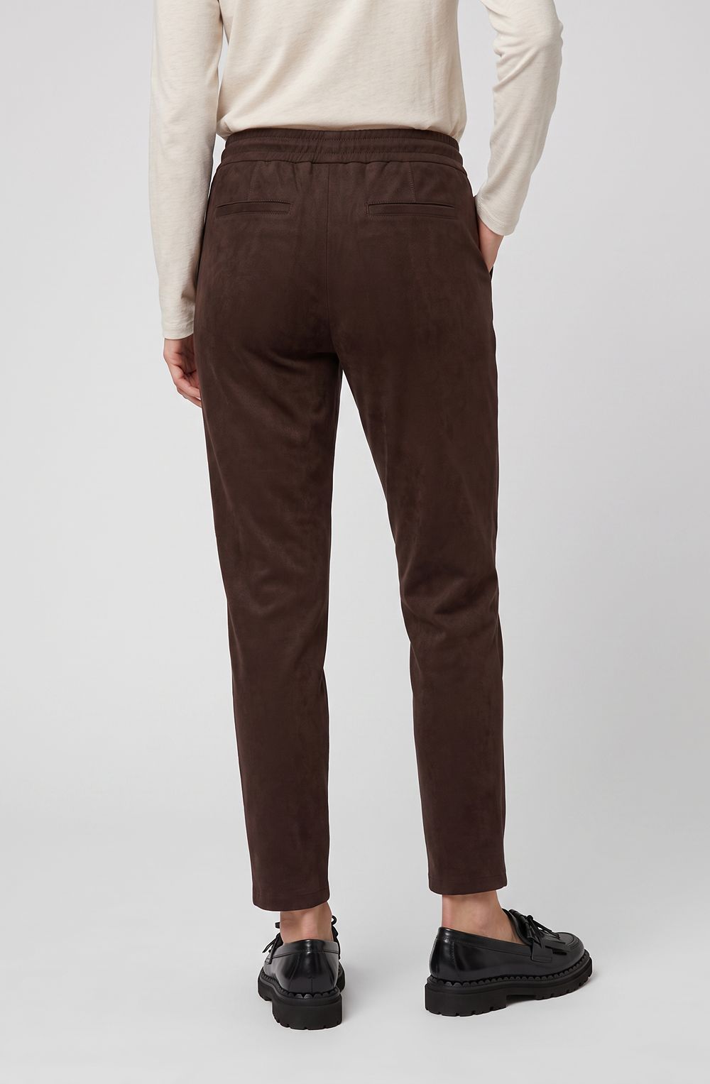 Coffee Bean Faux Suede Straight Leg Lisa Trousers