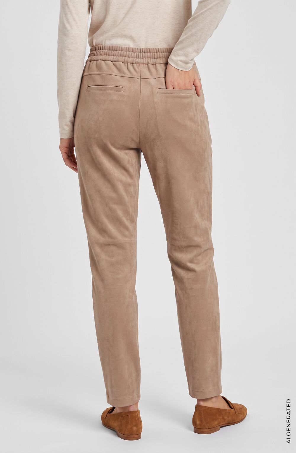 Hazelnut Suede Effect Lisa Straight Trousers
