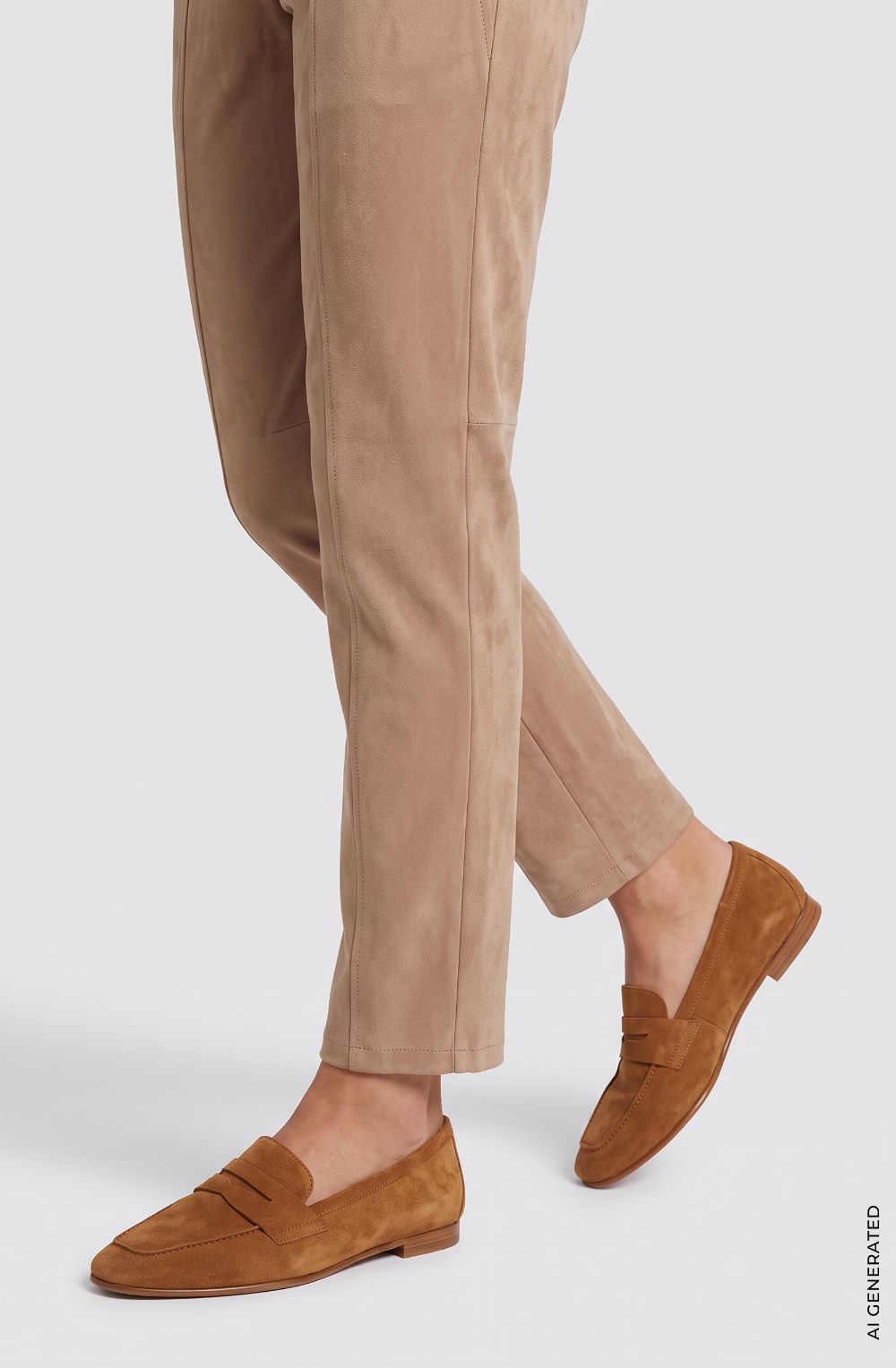 Hazelnut Suede Effect Lisa Straight Trousers
