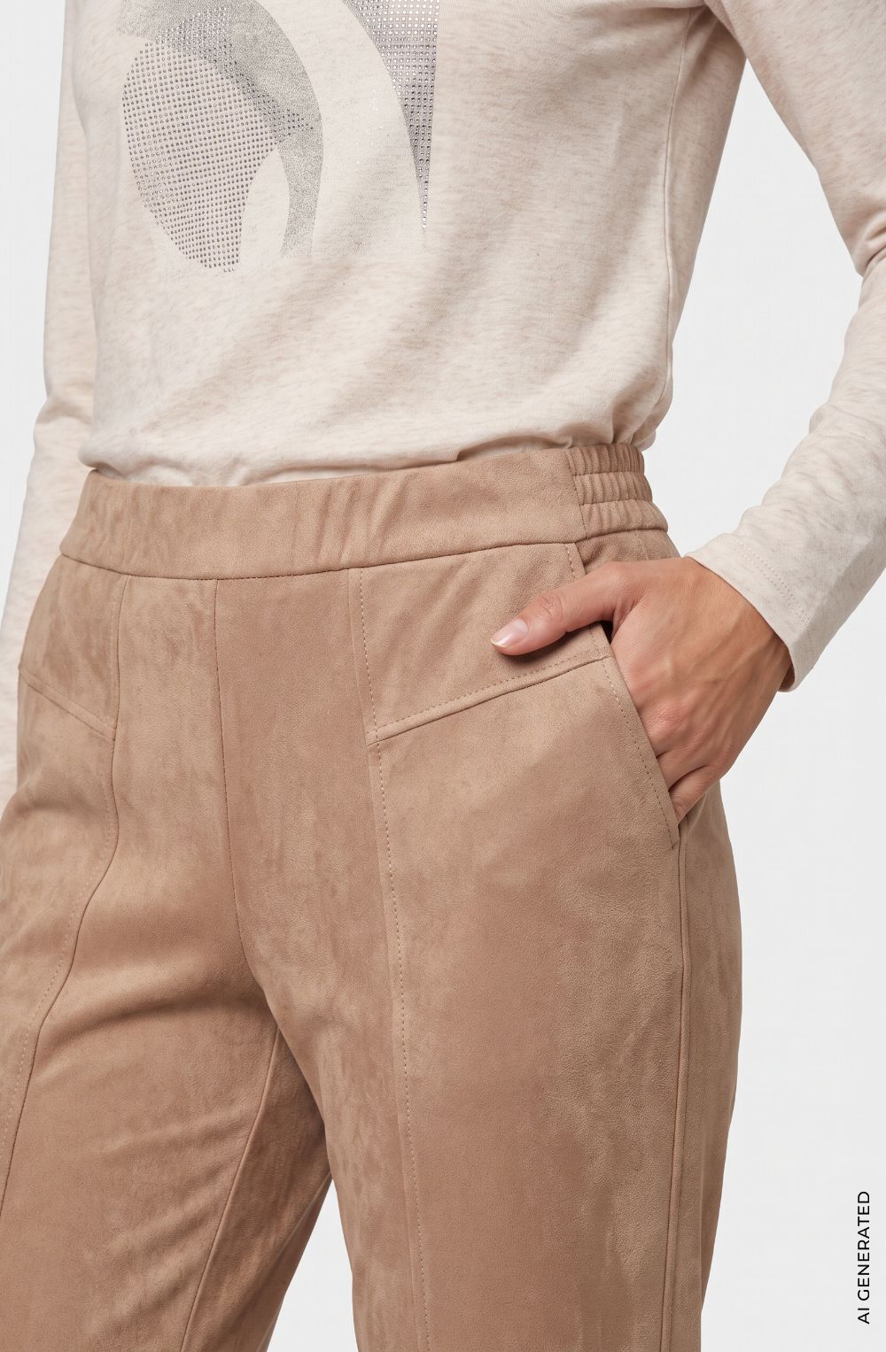 Hazelnut Suede Effect Lisa Straight Trousers