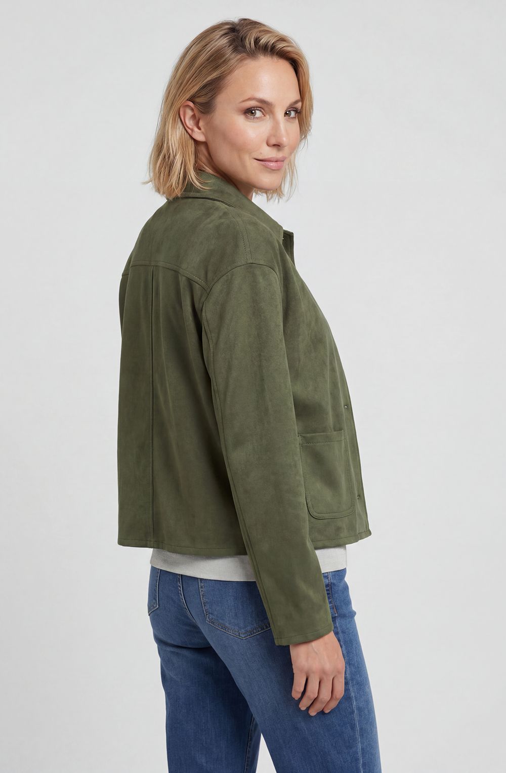 Olive Green Faux Suede Jacket