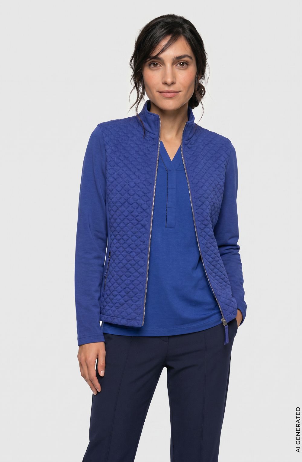 Cobalt Blue Quilted Fleece Lined Henny Jacket