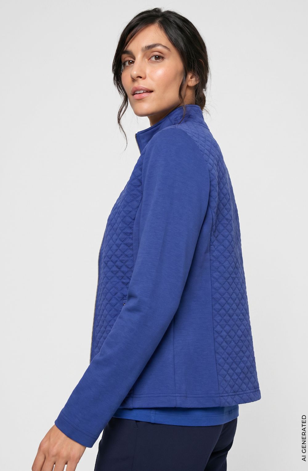 Cobalt Blue Quilted Fleece Lined Henny Jacket