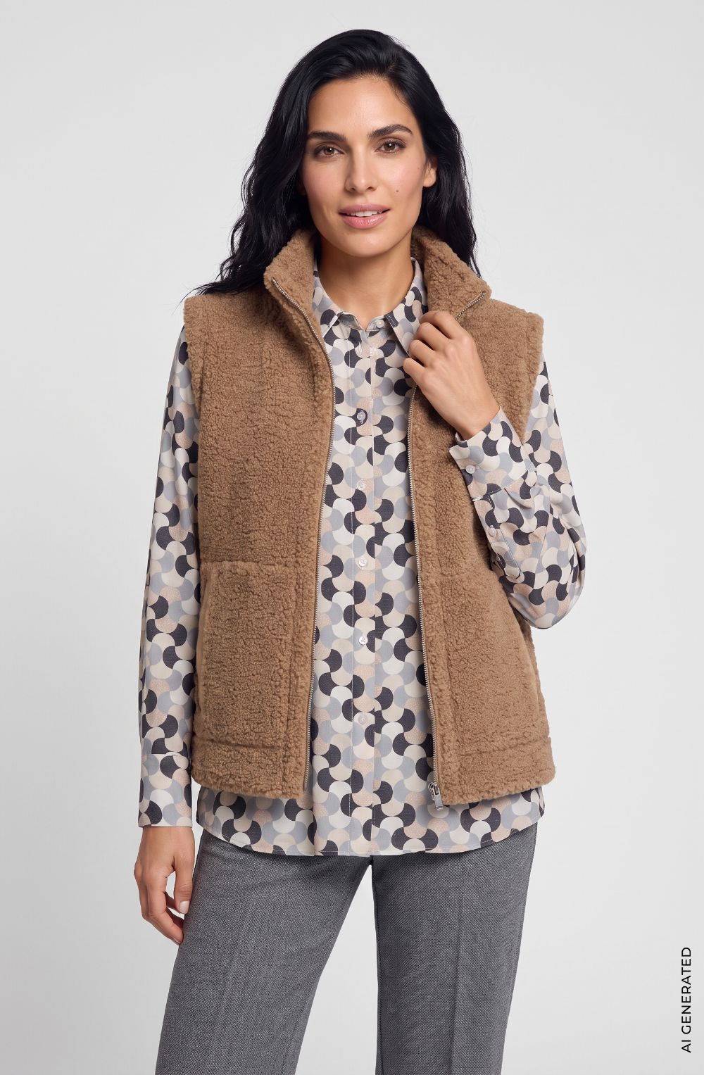 Hazelnut Reversible Faux Fur Gilet