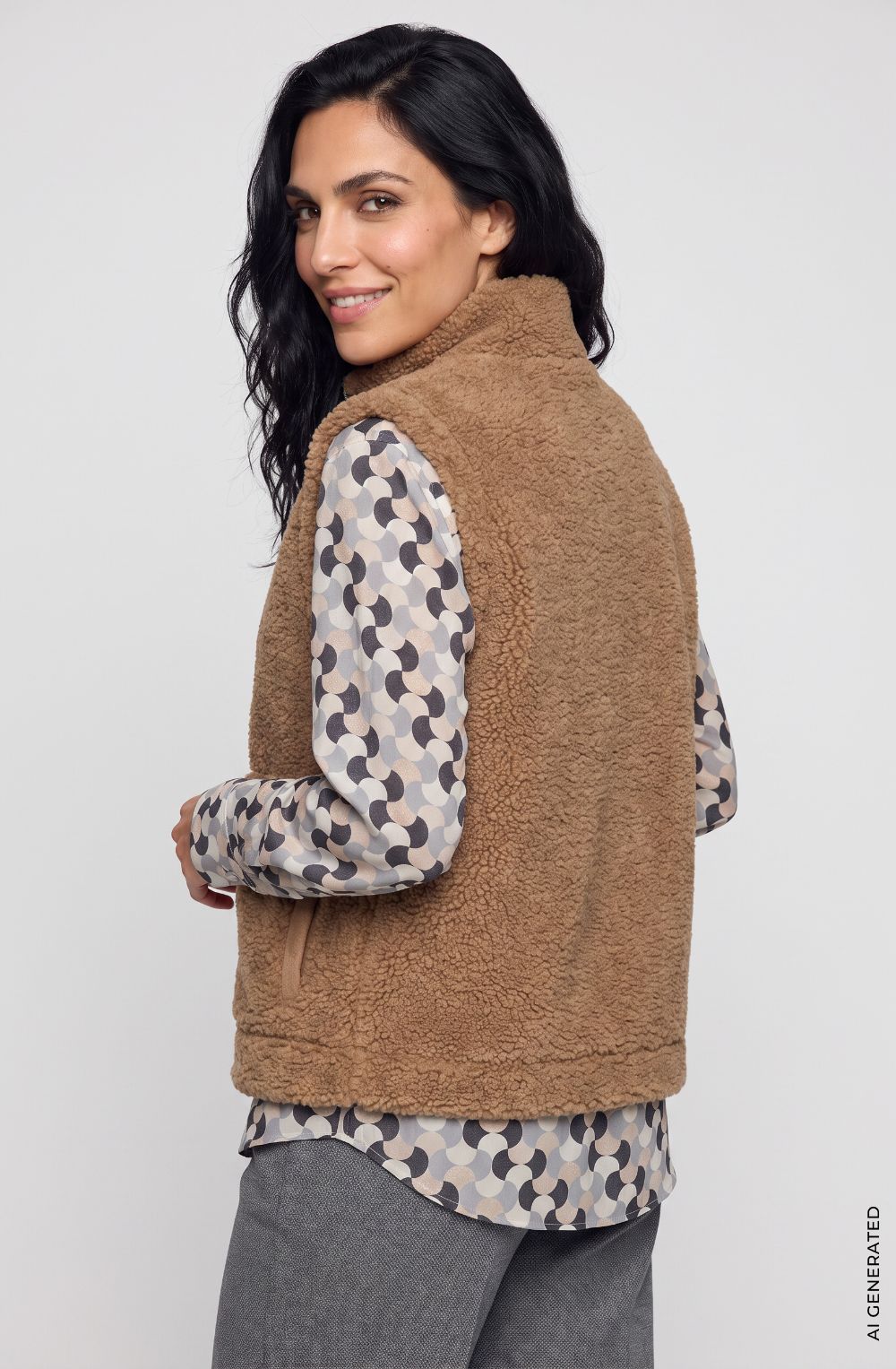 Hazelnut Reversible Faux Fur Gilet
