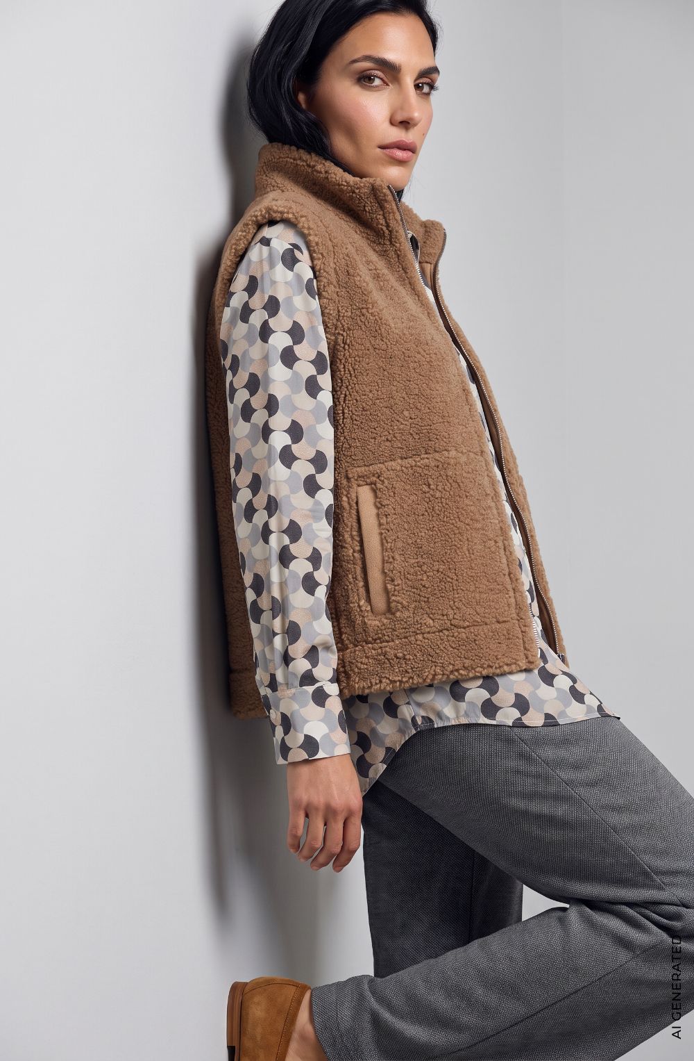 Hazelnut Reversible Faux Fur Gilet