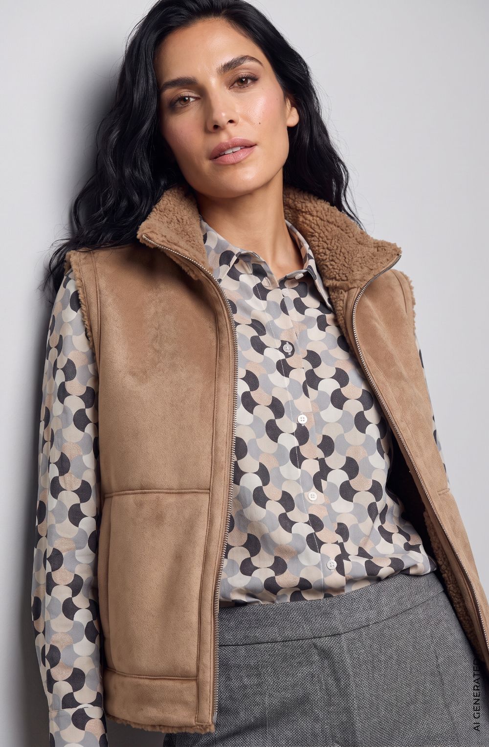 Hazelnut Reversible Faux Fur Gilet