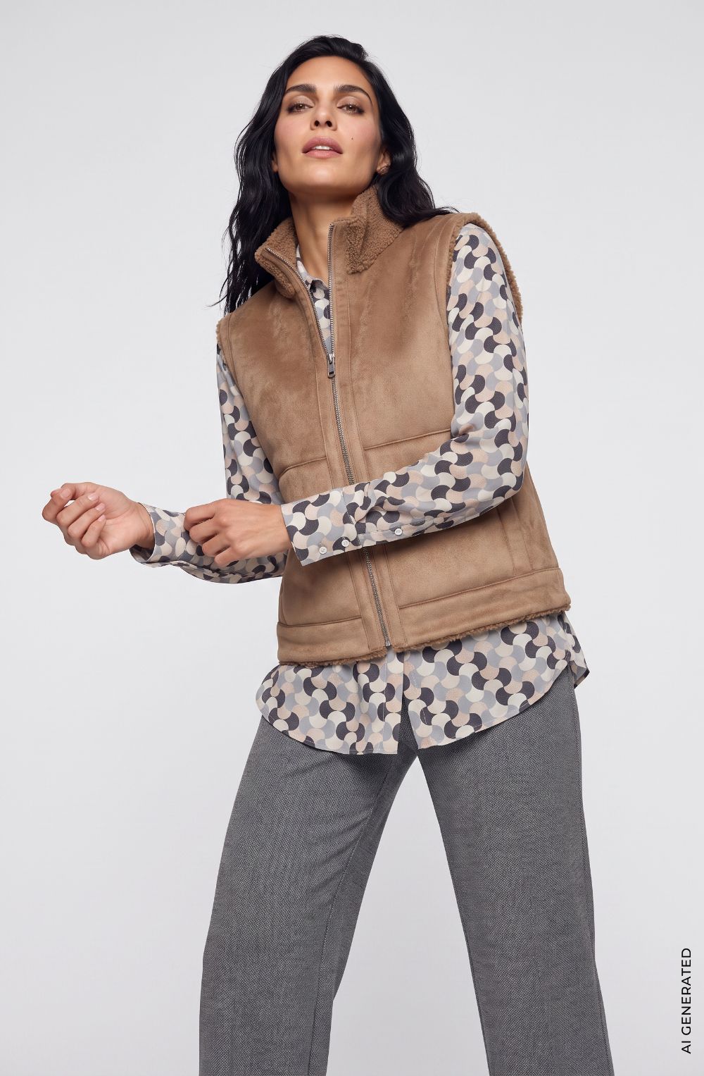 Hazelnut Reversible Faux Fur Gilet