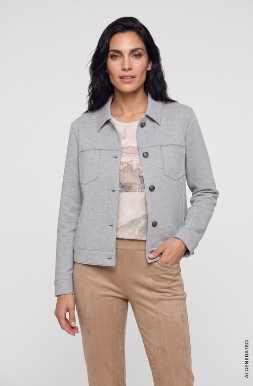 Pearl Grey Melange Weighted Jersey Jacket