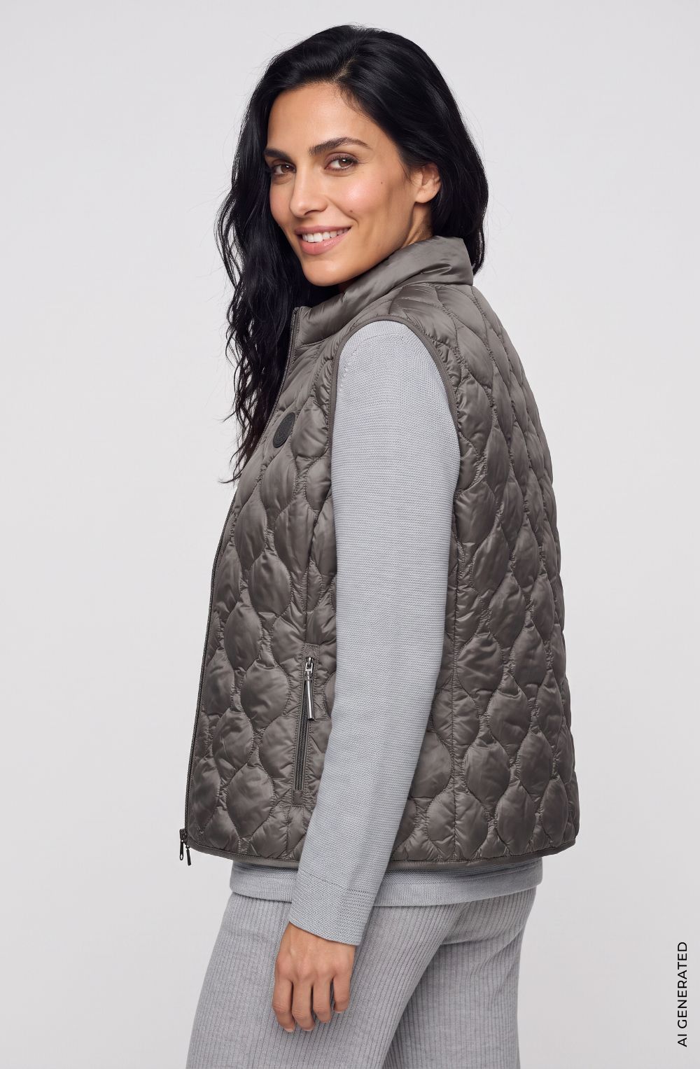 Mid Grey Lightweight Quilted Gilet