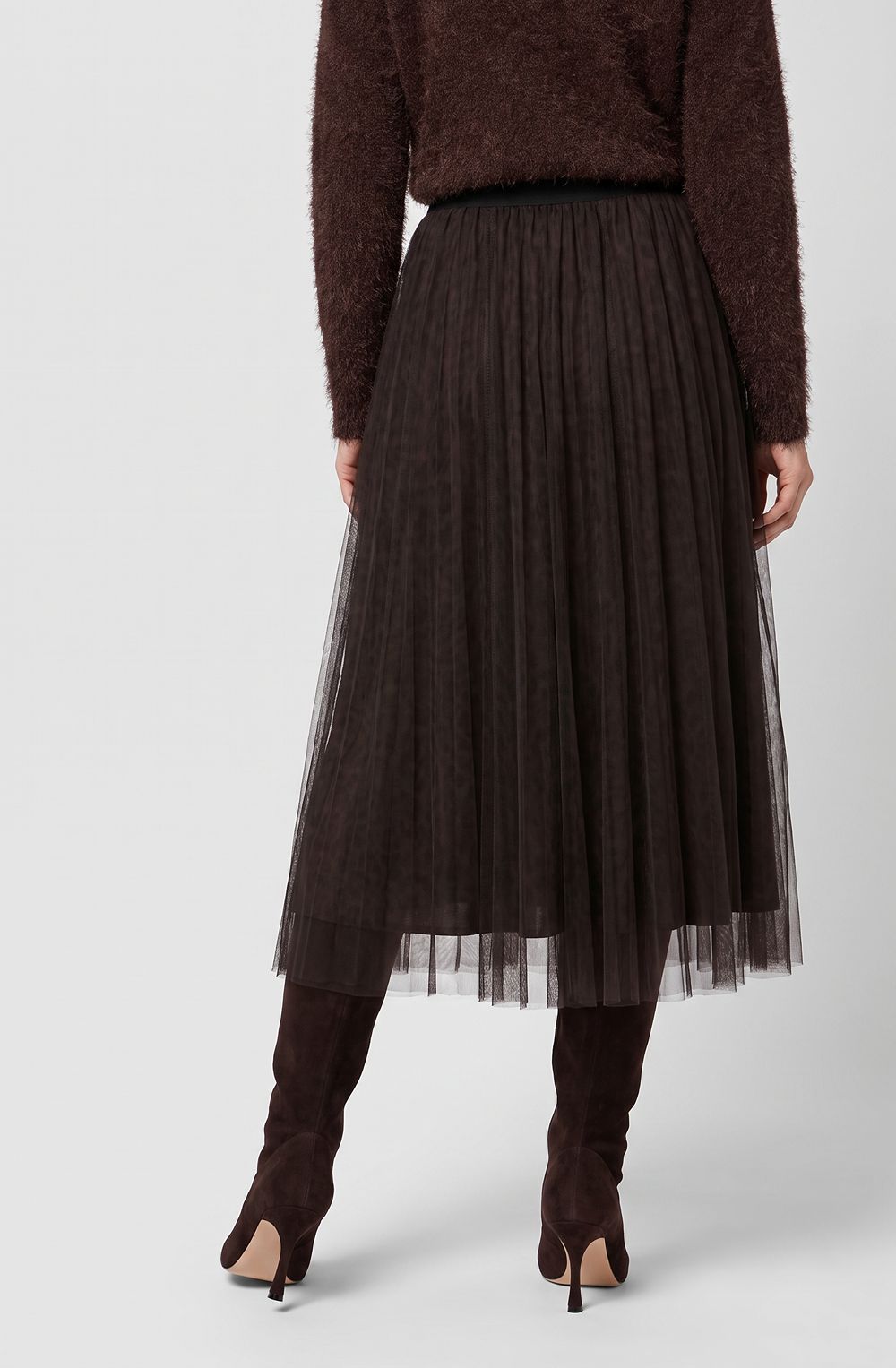 Coffee Bean Animal Print Layered Chiffon Skirt