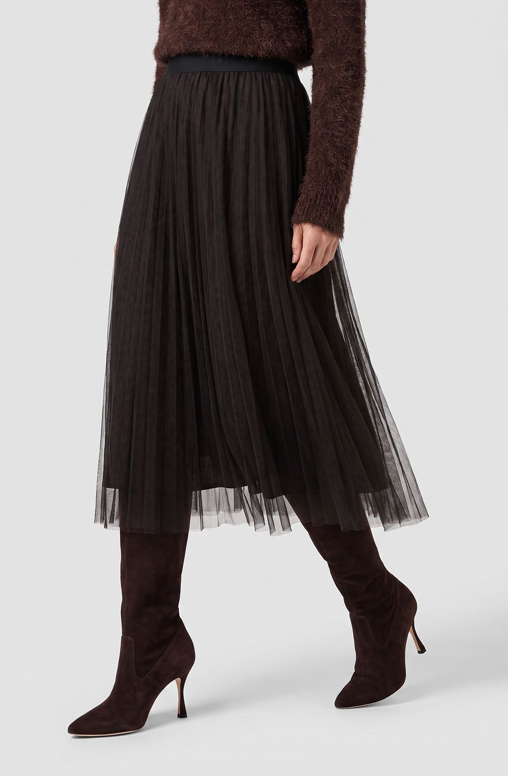 Coffee Bean Animal Print Layered Chiffon Skirt