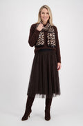 Coffee Bean Animal Print Layered Chiffon Skirt