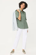 Khaki Linen Blend Blouse