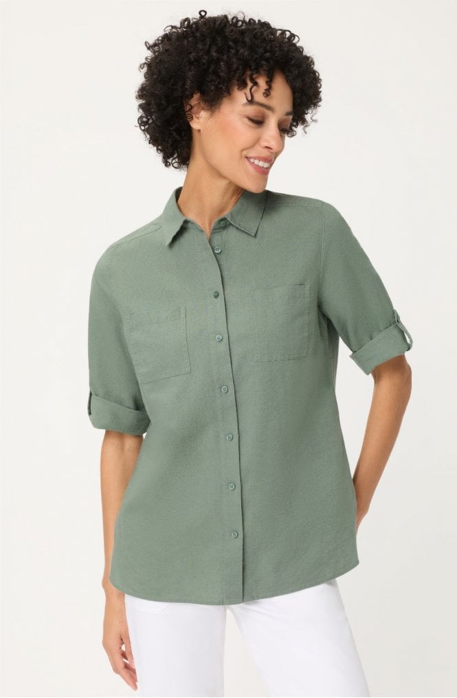 Khaki Linen Blend Blouse