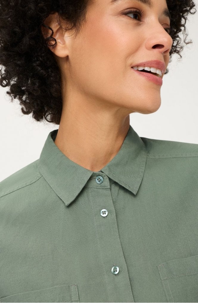 Khaki Linen Blend Blouse