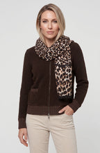 Coffee Bean Animal Print Lightweight Frayed Edge Scarf