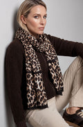 Coffee Bean Animal Print Lightweight Frayed Edge Scarf
