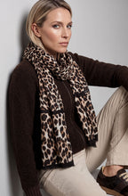 Coffee Bean Animal Print Lightweight Frayed Edge Scarf
