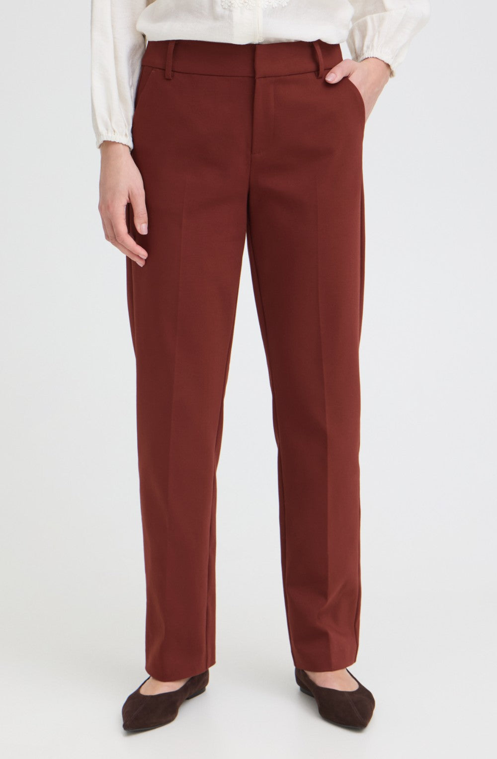 Rum Raisin Tessa Casual Fit Trousers