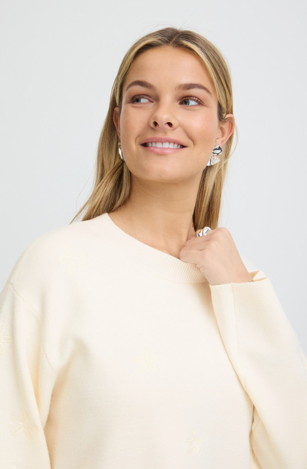 Whisper White Embroidered Flower Jumper