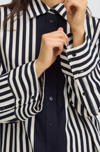 Oversized Navy & White Striped Shirt