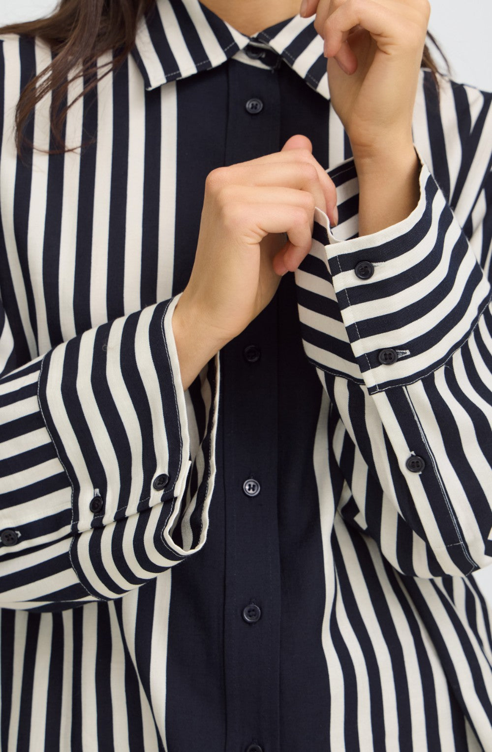 Oversized Navy & White Striped Shirt