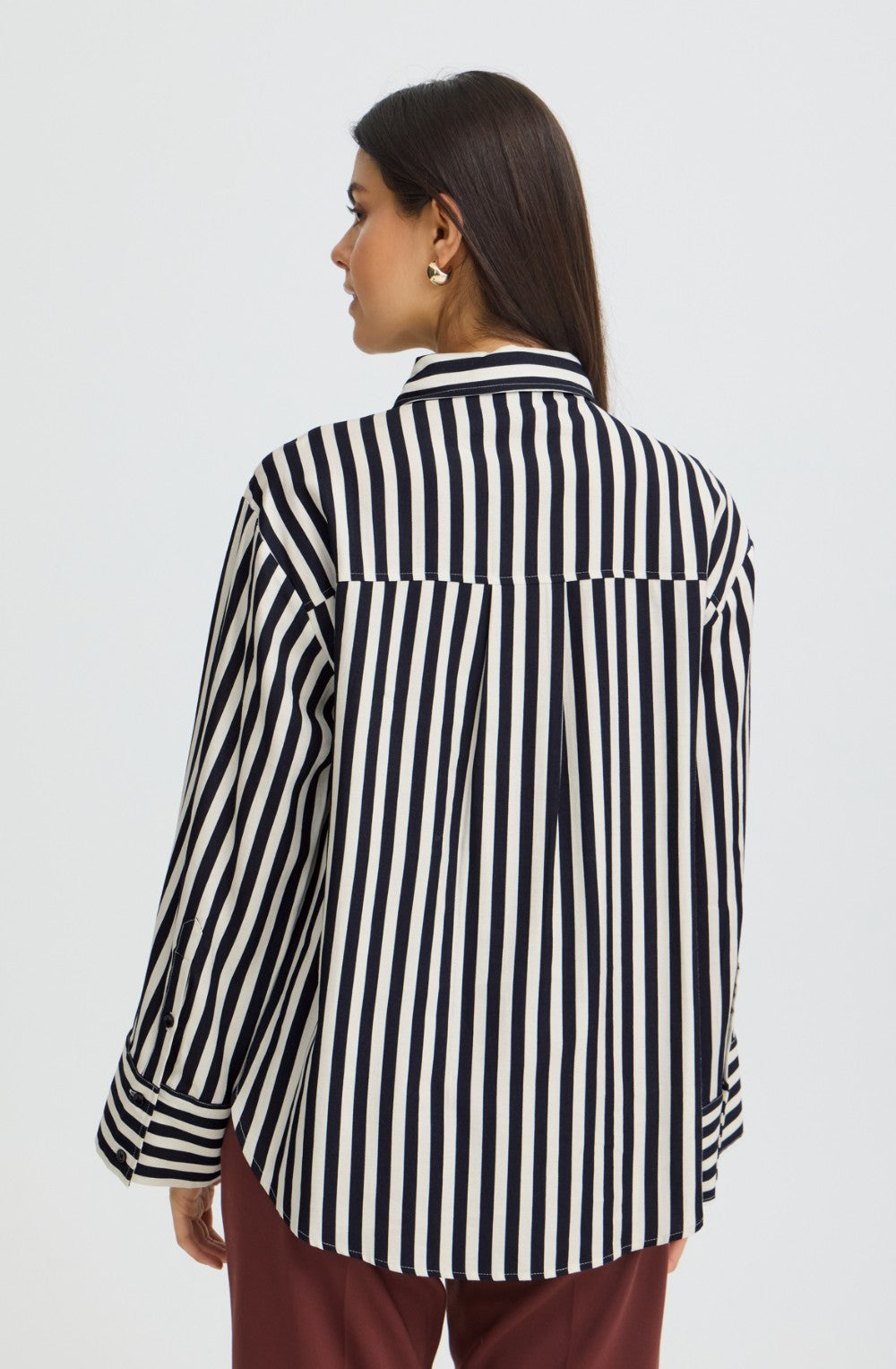 Oversized Navy & White Striped Shirt