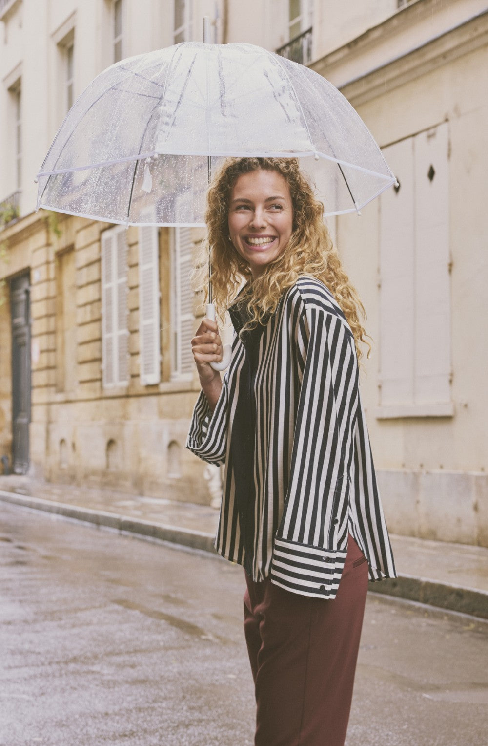 Oversized Navy & White Striped Shirt