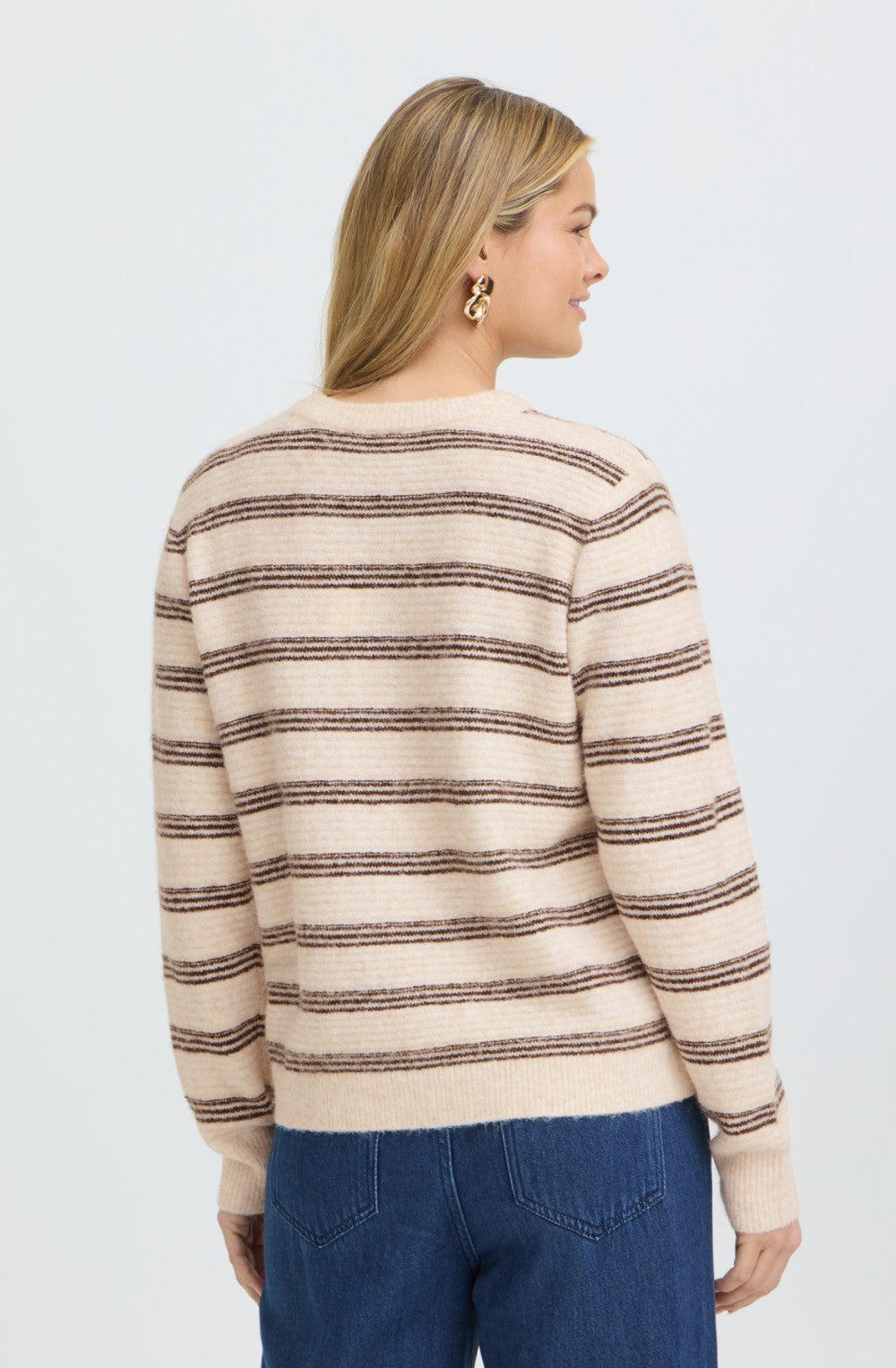 Oatmeal Striped Knit Jumper