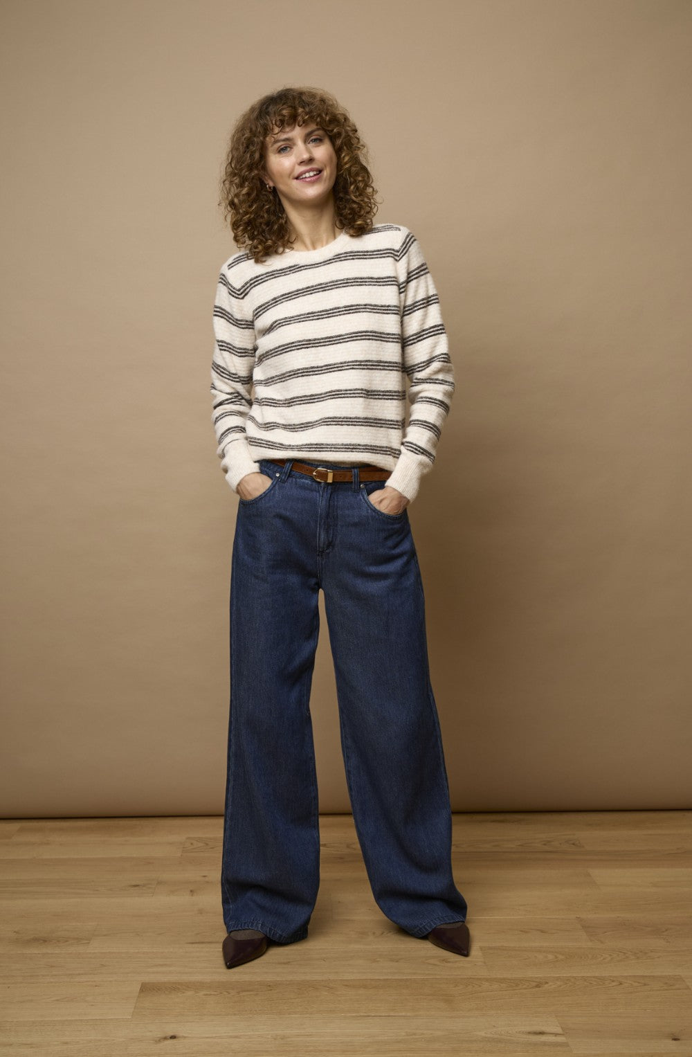 Oatmeal Striped Knit Jumper