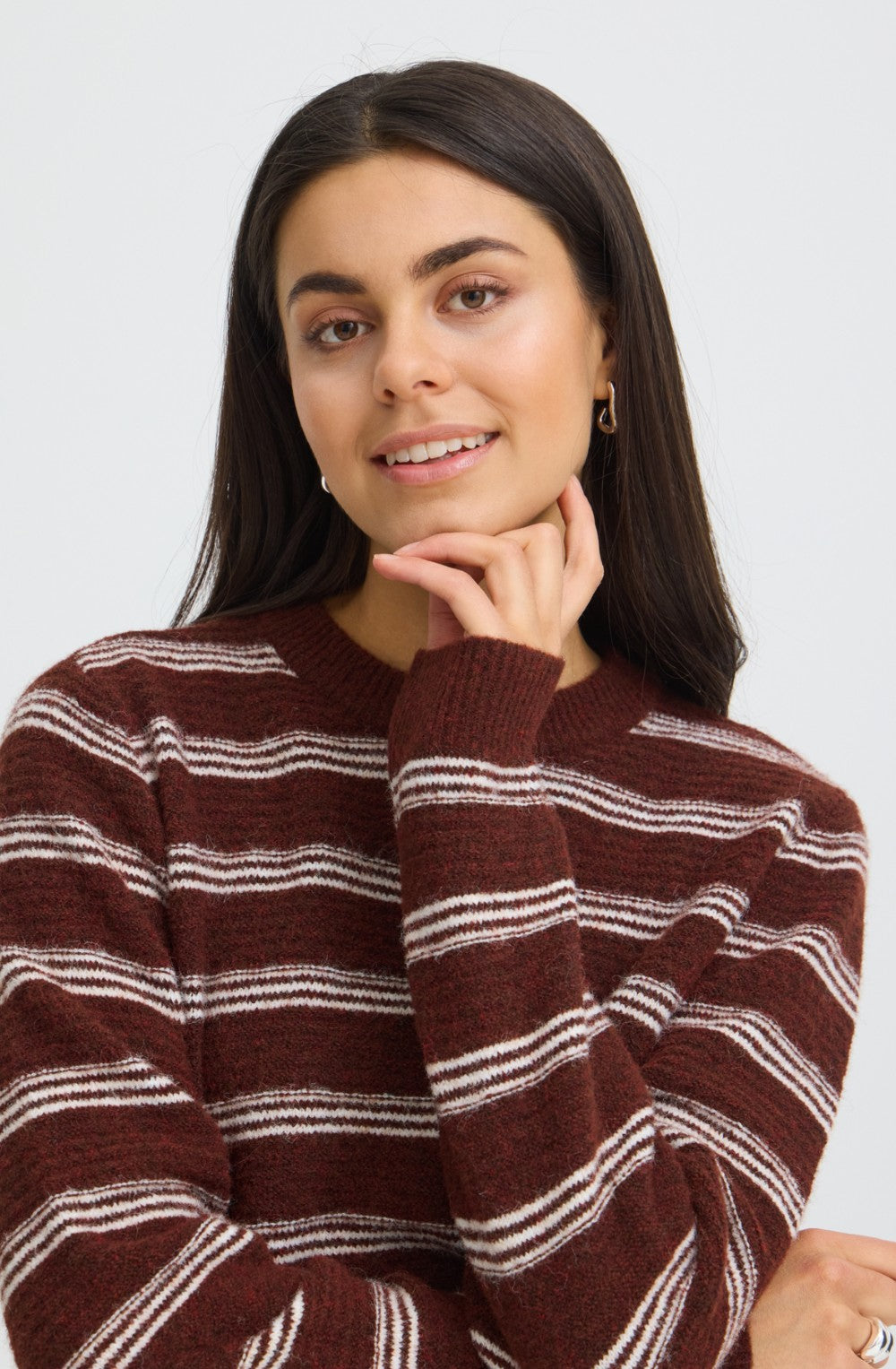 Rum Raisin Striped Knit Jumper