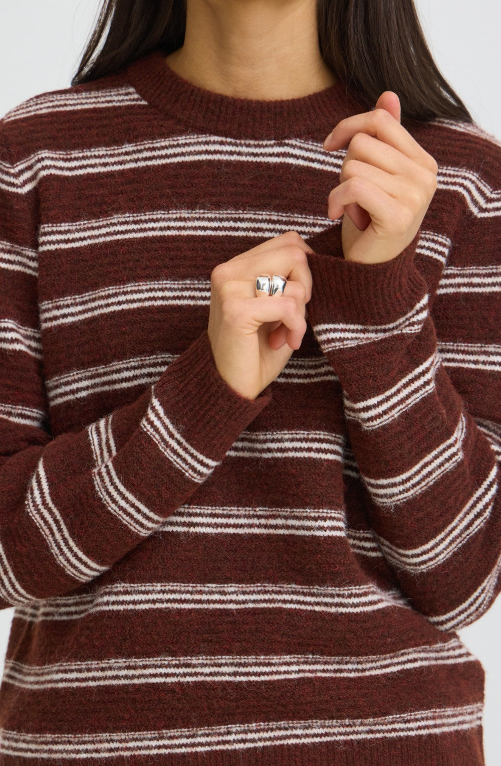 Rum Raisin Striped Knit Jumper