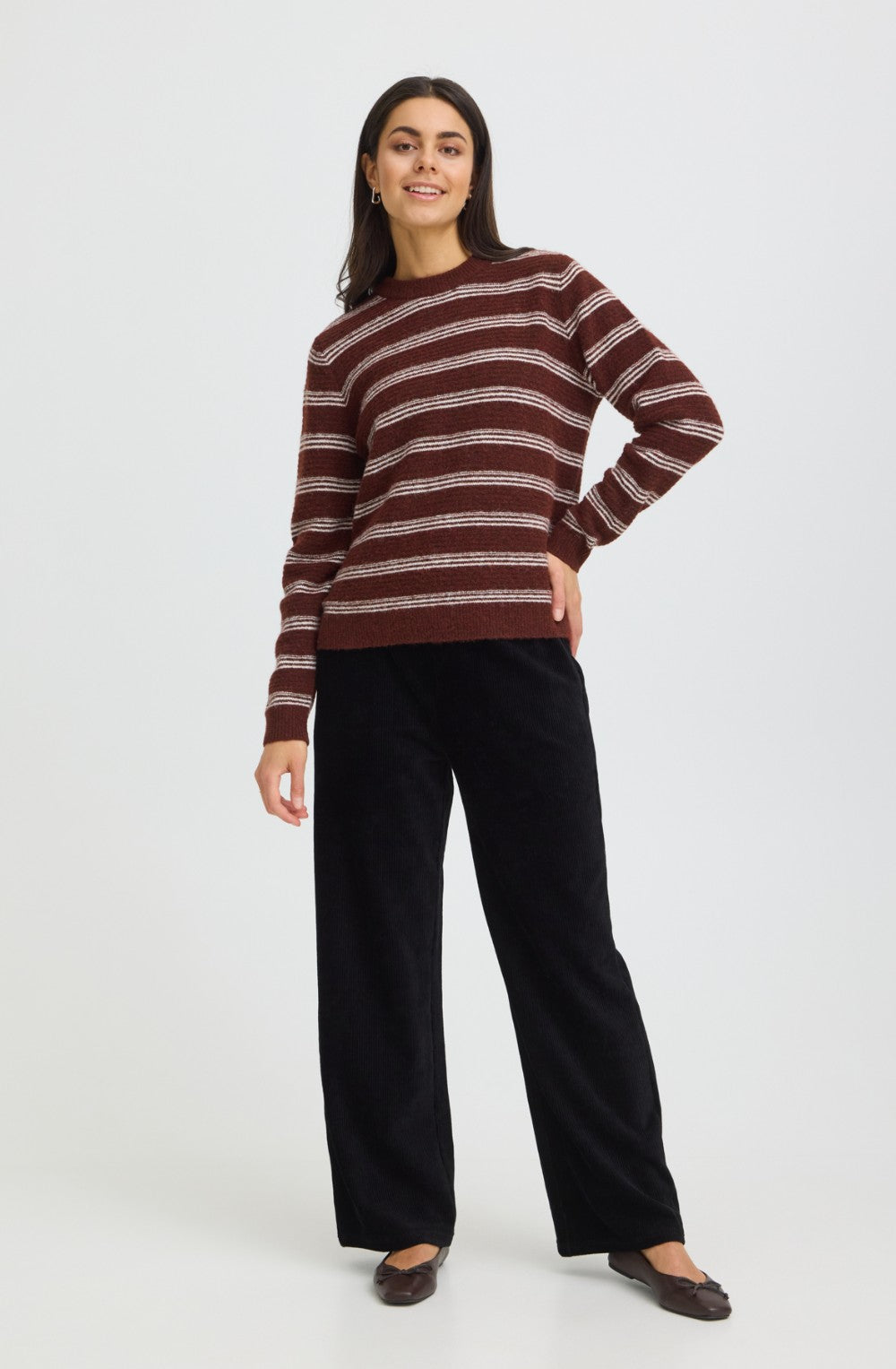 Rum Raisin Striped Knit Jumper