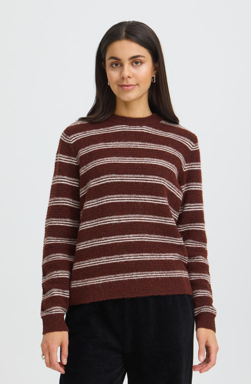 Rum Raisin Striped Knit Jumper