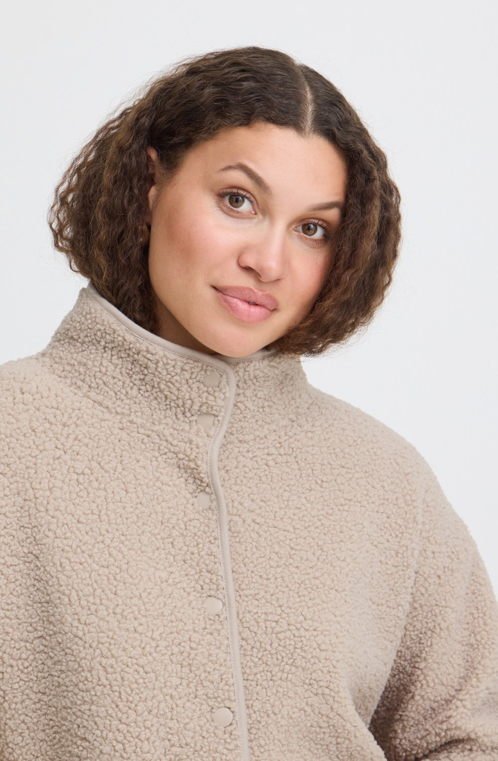 Beige Oversized Teddy Coat